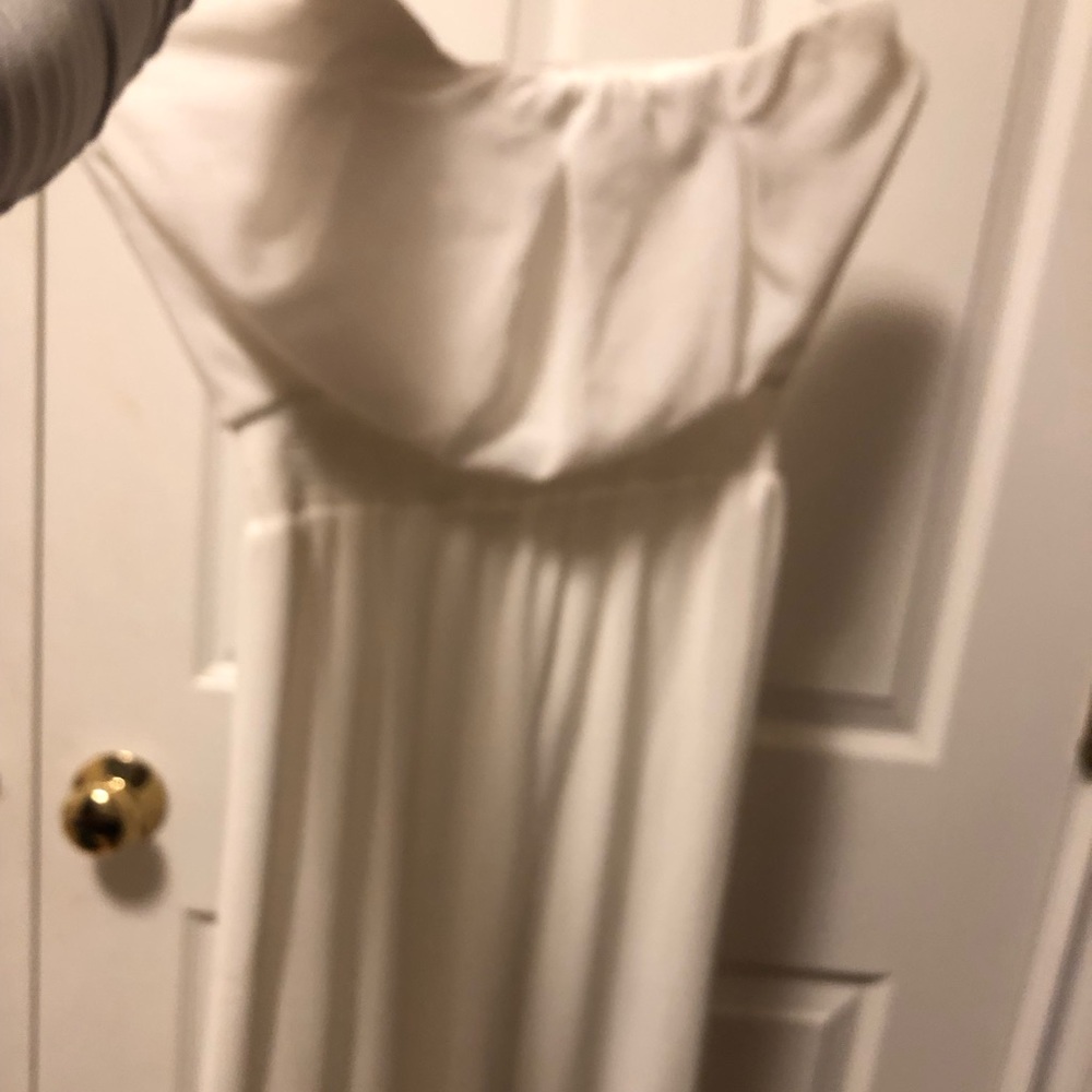 Long white strapless maxi dress